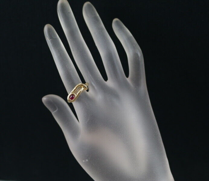 Hermes Rare Ring Ruby Eu53 18K 750 Yellow Gold