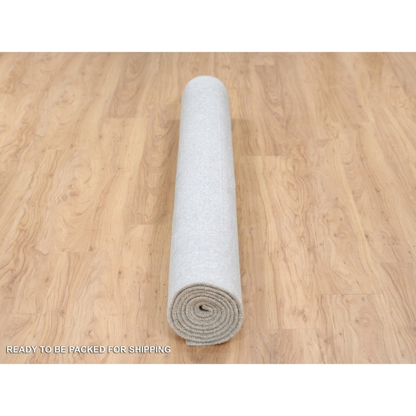 6'X9'2" Beige Wool And Silk Hand Loomed Fine Jacquard Round Rug