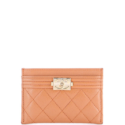 Chanel Boy Card Holder Quilted Caviar