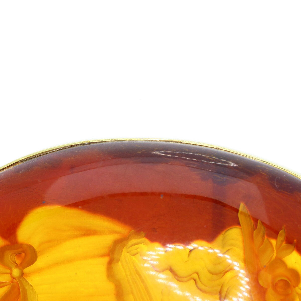 Amber Amber Shell Intaglio Pendant top K18 Yellow