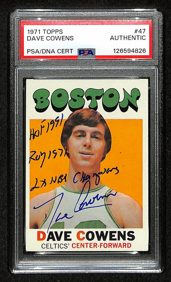 Dave Cowens Hof Celtics Signed/Inscribed 1971 Topps Rc Card #47 Psa/Dna 201097
