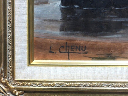 Framed Lucien Chenu Oil Painting Seascape Waves Signed French Art 12F