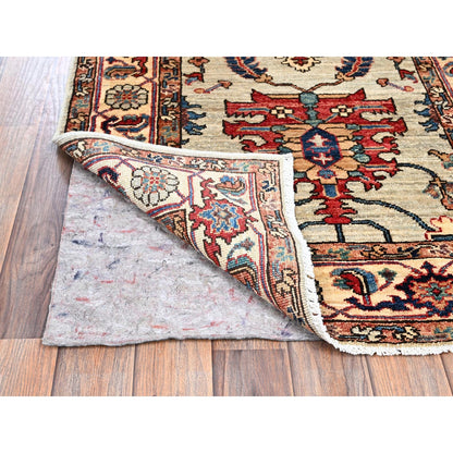 2'10"X15' Oyster Gray Heris Design Soft Wool Hand Knotted Xl Runner Rug