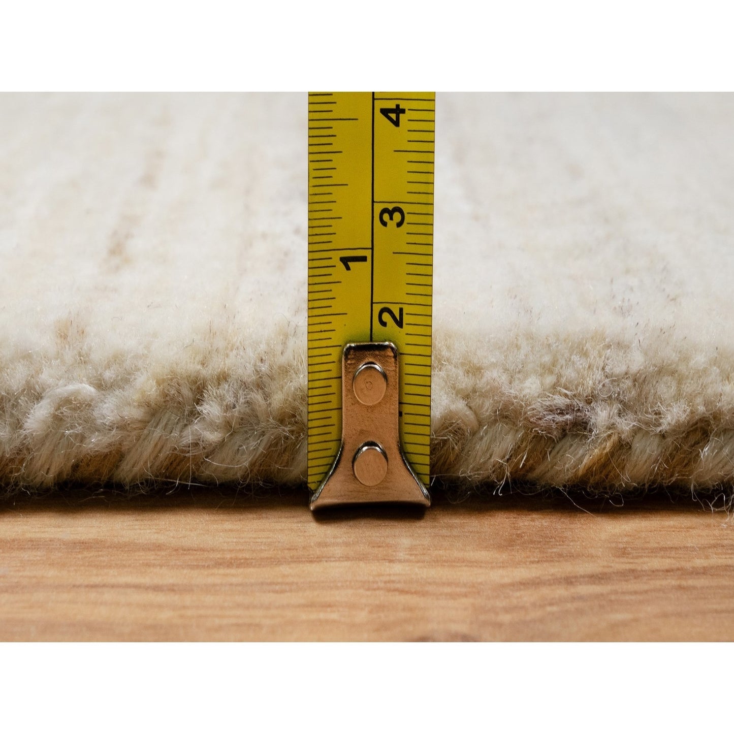 2'6"X13'10" White Hand Knotted Lori Buft Gabbeh Pure Wool Runner Rug