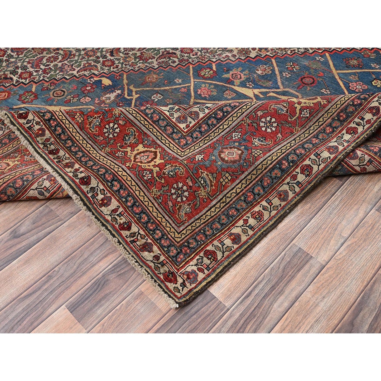 11'6"x18'10" Peach Color Antique Zoroastrian Bejar Wool Hand Knotted XL Rug