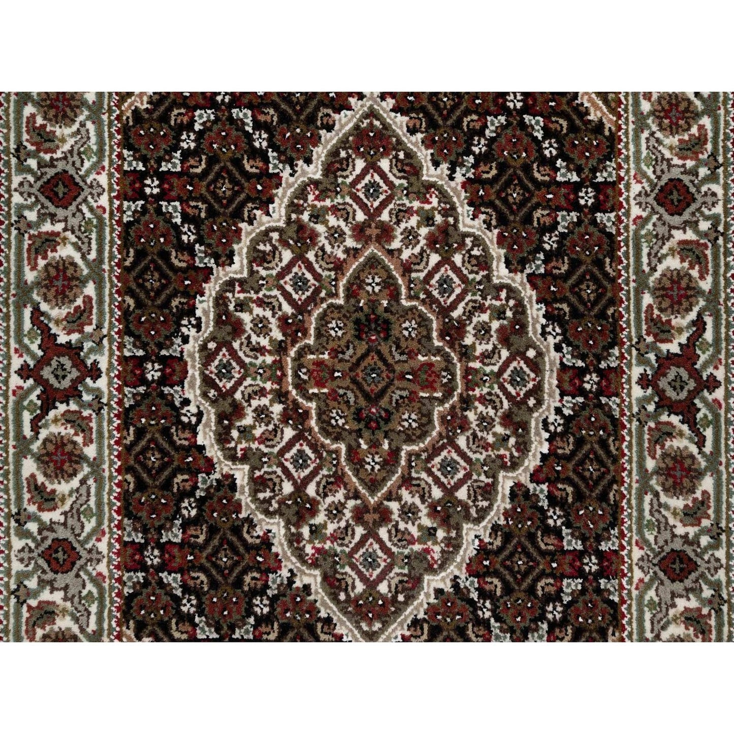 2'5"X4'8" Black Wool Rug Tebraz Mahi With Medallion Design Hand Knotted