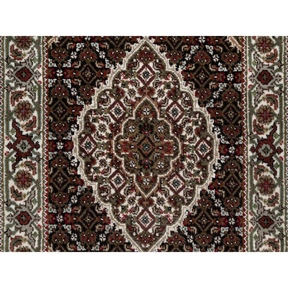 2'5"X4'8" Black Wool Rug Tebraz Mahi With Medallion Design Hand Knotted