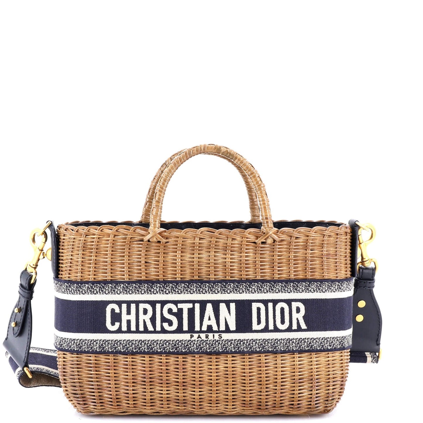 Christian Dior Basket Bag Wicker And Oblique Canvas Large
