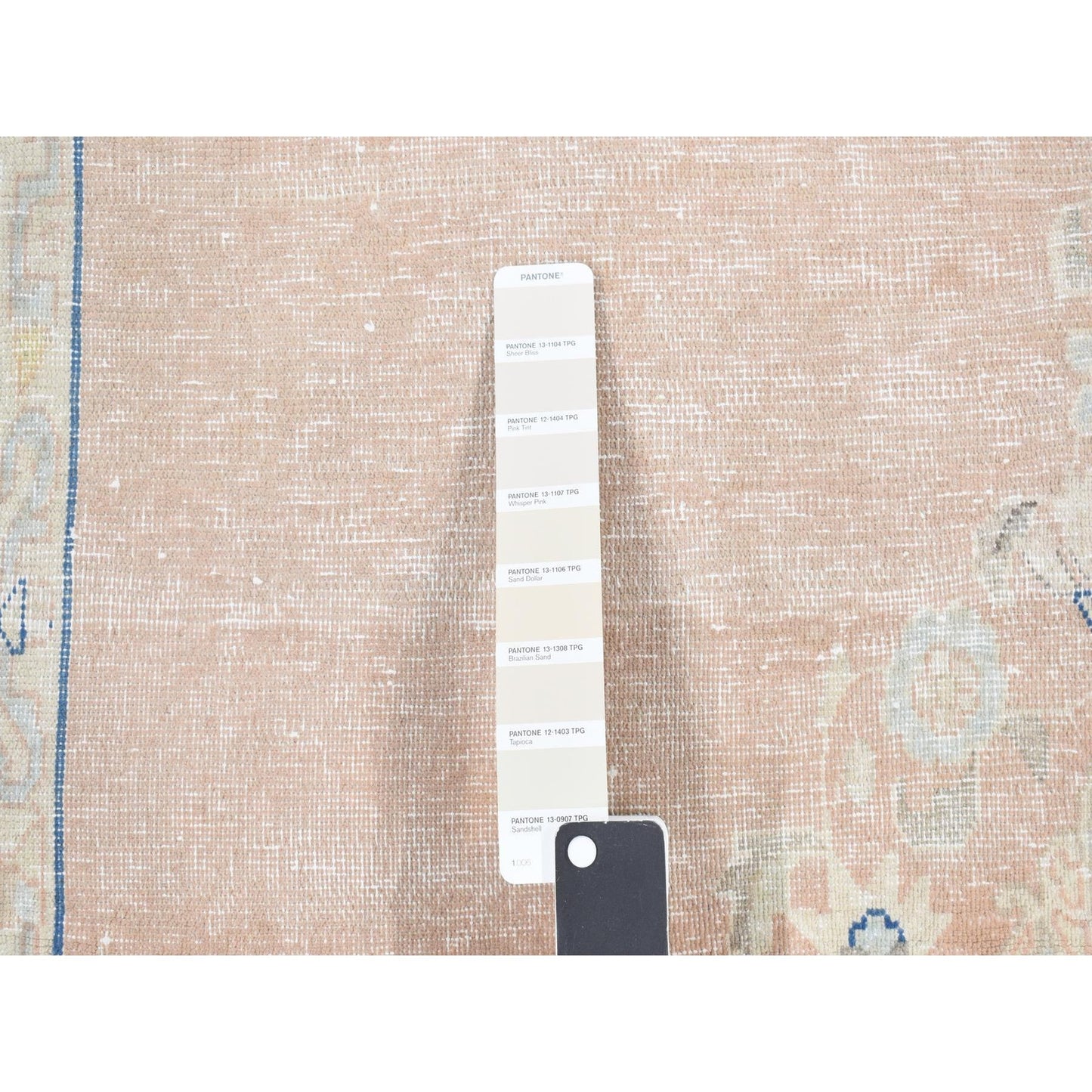 4'7"X7'6" Pink Worn Wool Hand Knotted White Wash Vintage Karman Rug