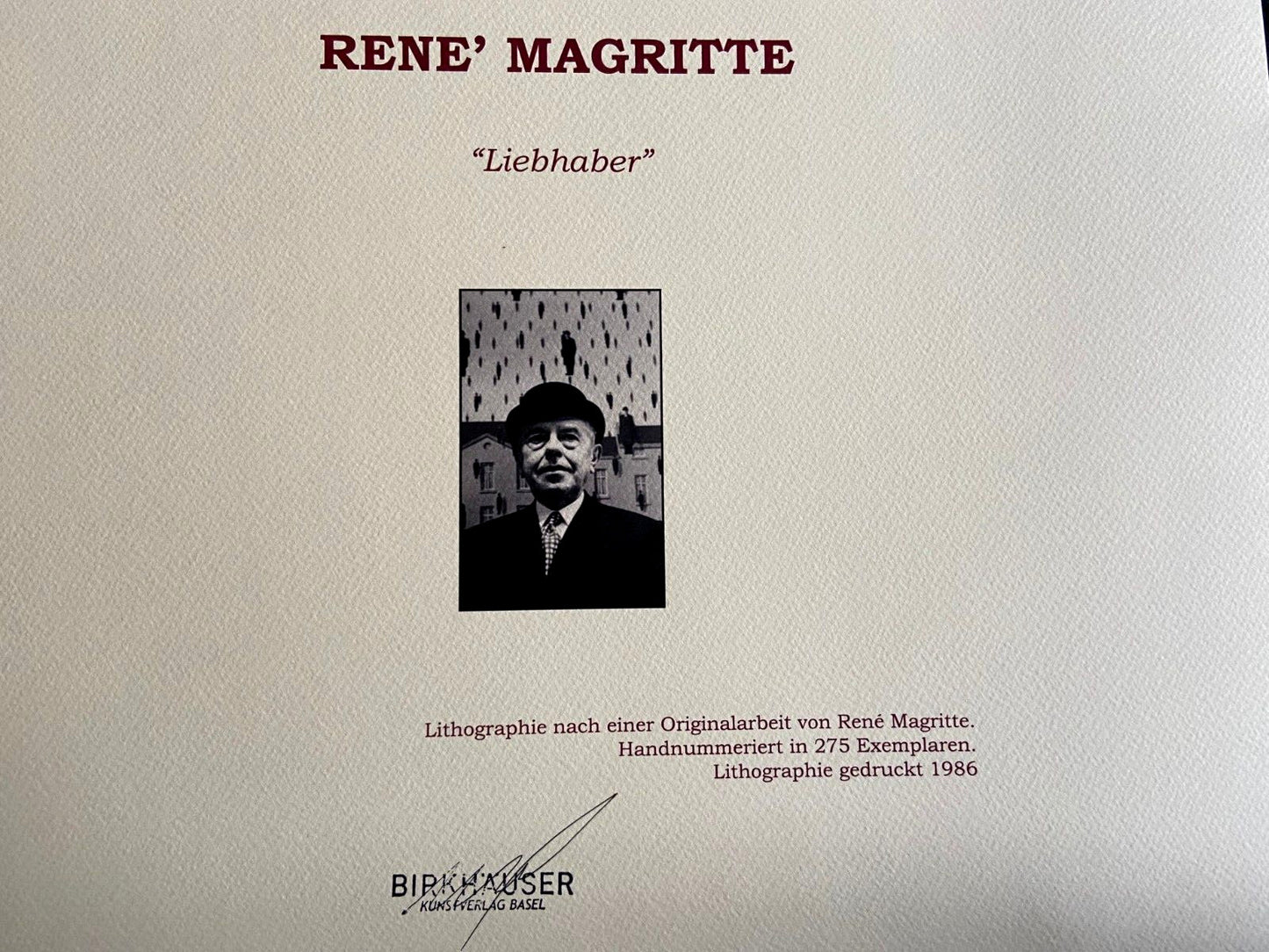 Ren Magritte Lithograph Coa Signed Numbered In Pencil