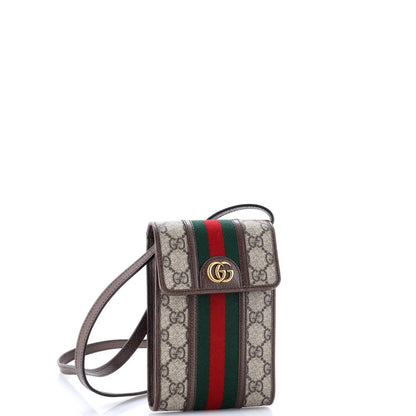 Gucci Ophidia Vertical Flap Crossbody Bag Gg Coated Canvas Mini