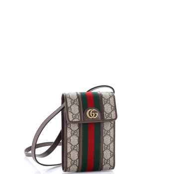 Gucci Ophidia Vertical Flap Crossbody Bag Gg Coated Canvas Mini