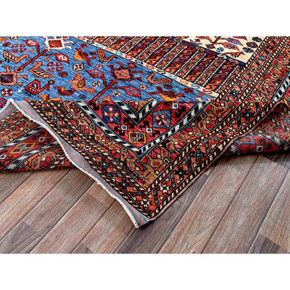 8'6"X10'8" White Hand Knotted Afghan Caucasian Design Revival Soft Wool Rug