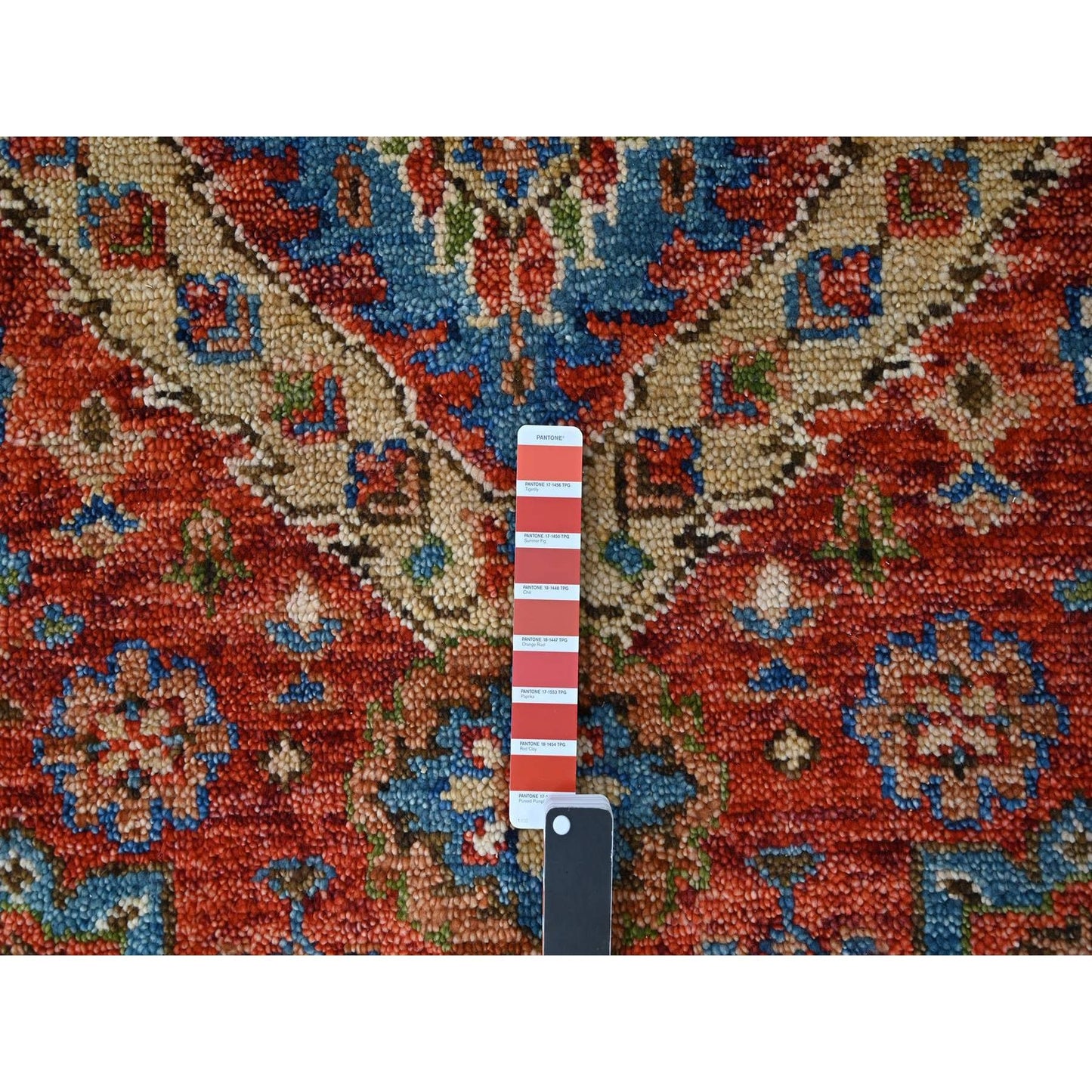 8'X9'10" Coral Red Heris With All Over Design Hand Knotted Wool Rug
