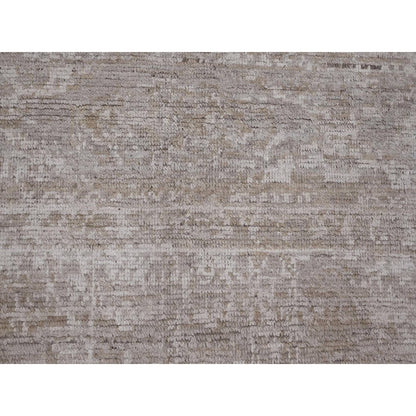 9'X12' Light Brown Moroccan Weave Erased Pattern Hand Knotted Wool Rug