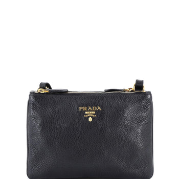 Prada Double Zip Crossbody Bag Vitello Daino Small