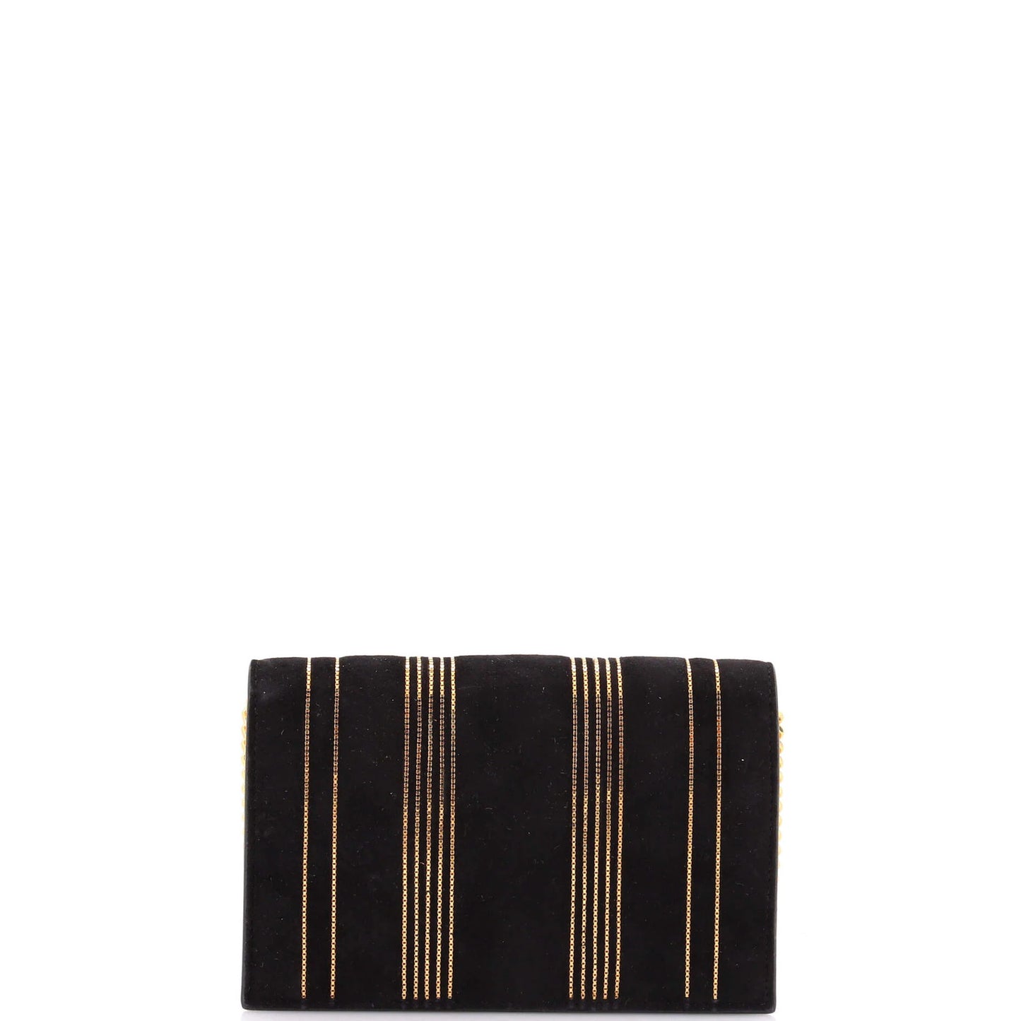 Saint Laurent Classic Monogram Tassel Chain Wallet Embellished Suede