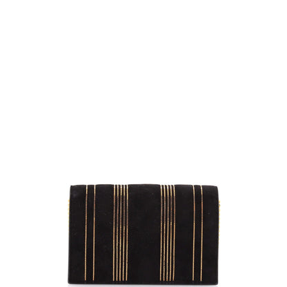 Saint Laurent Classic Monogram Tassel Chain Wallet Embellished Suede