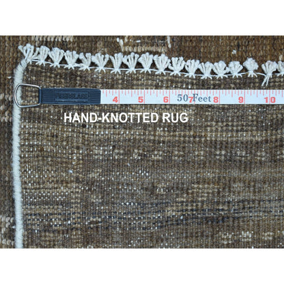 3'3"X9'8" Vintage Worn Down Wide Runner Hand Knotted Tribal Bohemian Rug