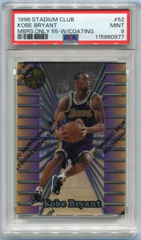 Kobe Bryant 1996 Stadium Club Members Only 55 W/Coating Rc #52 Psa Graded 9