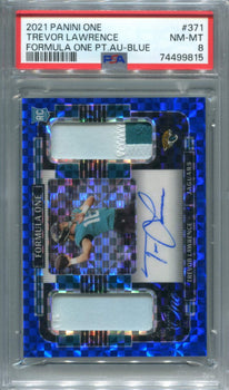 Trevor Lawrence 2021 Panini Formula One Blue Patch Card #371 Psa 8 12/25
