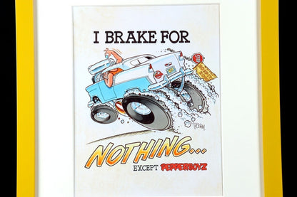 George Trosley Original Pen Drawing I Brake For Nothing Signed Usa Framed