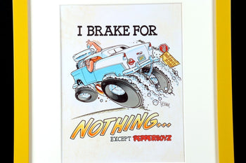 George Trosley Original Pen Drawing I Brake For Nothing Signed Usa Framed