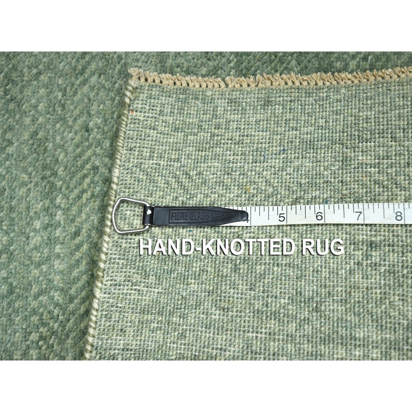 2'x3' Sage Green Natural Wool Modern Grass Design Hand Knotted Mat Rug