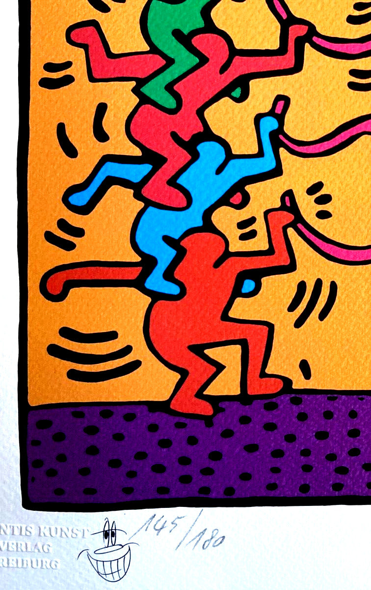 Keith Haring Lithograph Coa Signed And Numbered By Hand Stamp