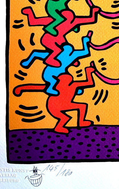 Keith Haring Lithograph Coa Signed And Numbered By Hand Stamp