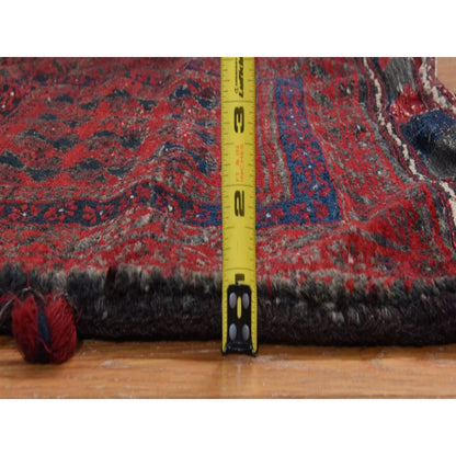 2'4"X2'4" Red Vintage Zoroastrian Saddle Bag Wool Hand Knotted Square Rug