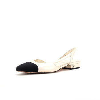Chanel Women'S Cap Toe Cc Slingback Flats Leather
