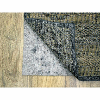 2'6"X8' Black & Brown Oxidized Grass Design Wool Hand Knotted Runner Rug
