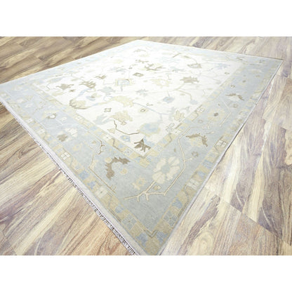 15'X16'3" Ivory Oushak With Leaf Design Wool Hand Knotted Xl Square Rug