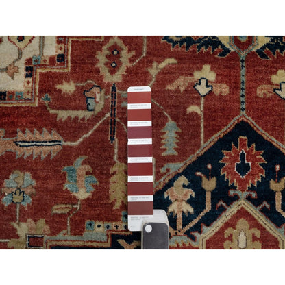 6'3"X9'1" Red Antiqued Heris Recreation Hand Knotted New Zealand Wool Rug