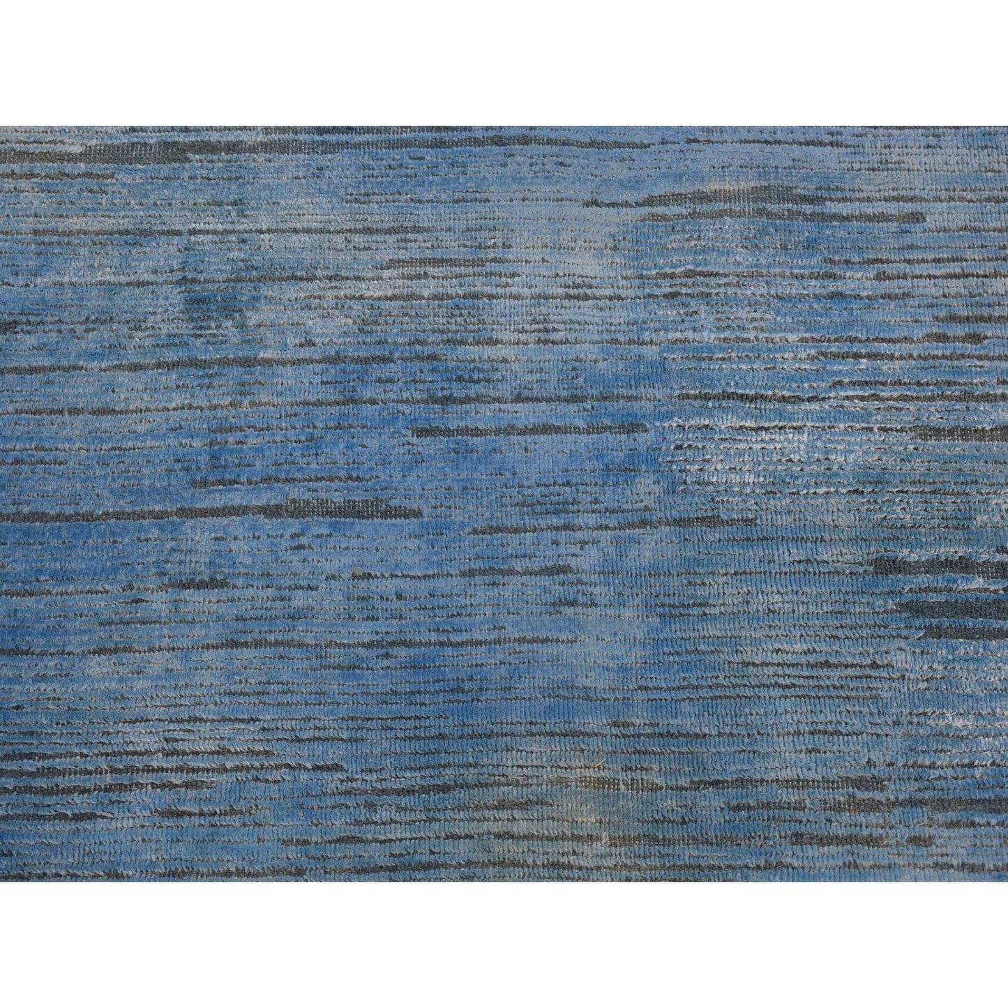 Rug 10'x14'1" Blue Wool Hand Knotted Overdyed Contemporary Design