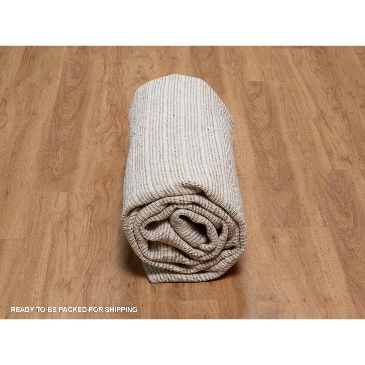 8'1"X10' Sand Brown Loomed Knotted Modern Plain Decor Box Design Wool Rug