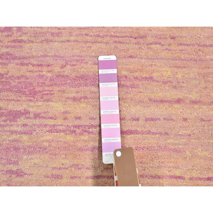 7'X7' Pink Thick And Plush Wool Ombre Design Hand Knotted Round Rug