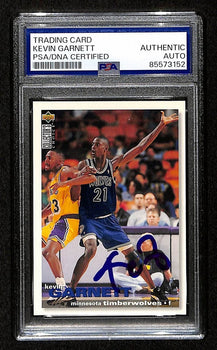 Kevin Garnett Hof Signed/Auto On Card 1995-96 Upper Deck Rc Card #275 Psa/Dna4
