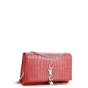 Saint Laurent Classic Monogram Tassel Crossbody Bag Crocodile Embossed Leather