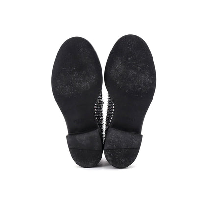 Prada Women'S Triangle Logo Loafers Crystal Embellished Satin