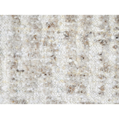 2'6"X7'9" Ivory Minimalist Swedish Design Hand Knotted Wool Runner Rug