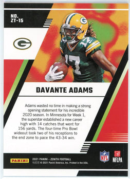 Davante Adams 2021 Panini Zenith Z-Team Artist Proof Card #Zt-15