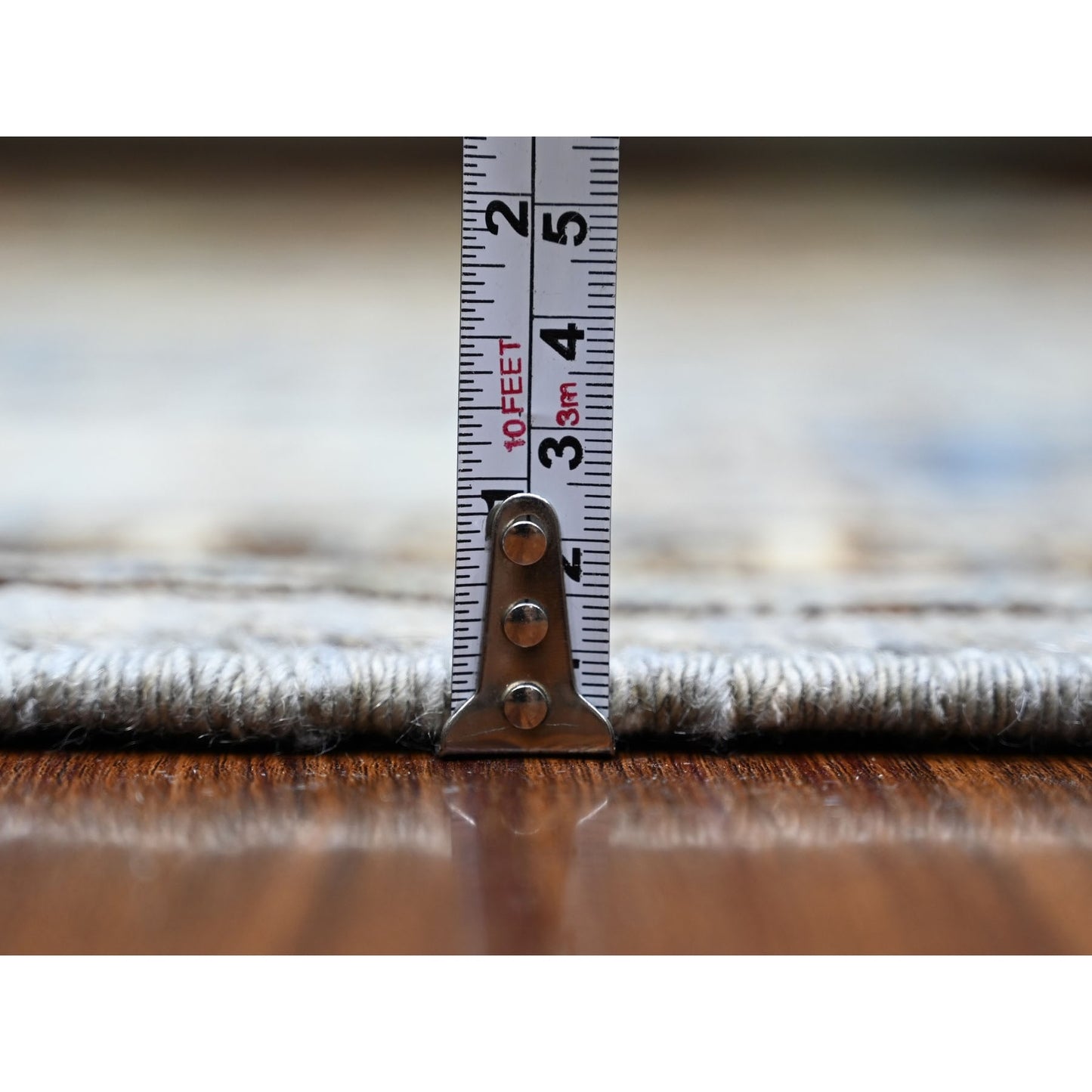 4'X10'1" Silver Gray Wool Hand Knotted Afghan Ersari Wide Runner Rug