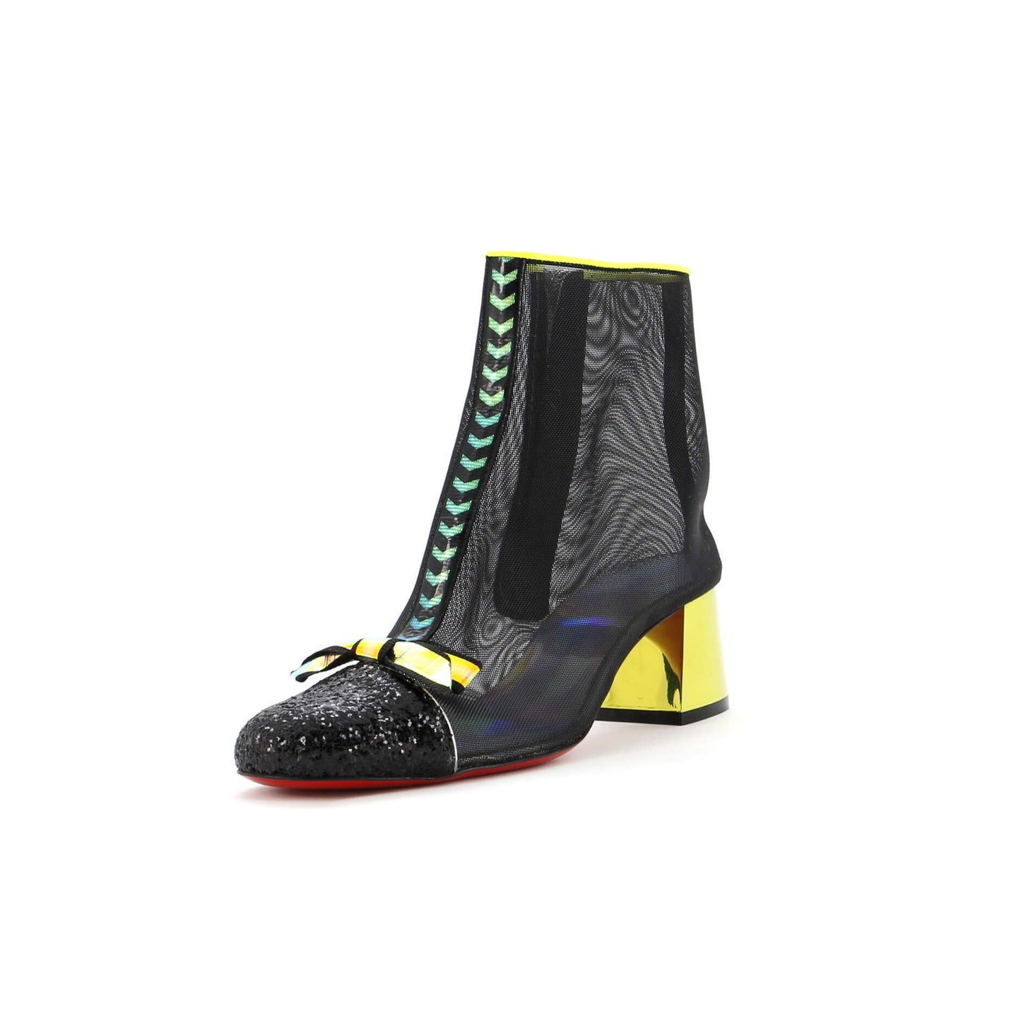 Christian Louboutin Women'S Checkypoint Booties Mesh And Patent 55