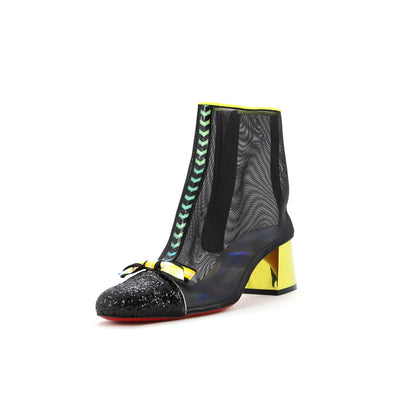 Christian Louboutin Women'S Checkypoint Booties Mesh And Patent 55