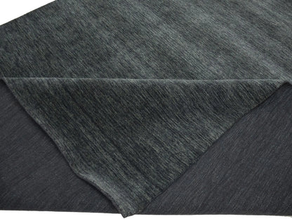 Solid Charcoal Hand-Loomed 9X12 Gabbeh Wool Rug