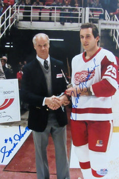 Gordie Howe/John Ogrodnick Signed 8X12 Photo