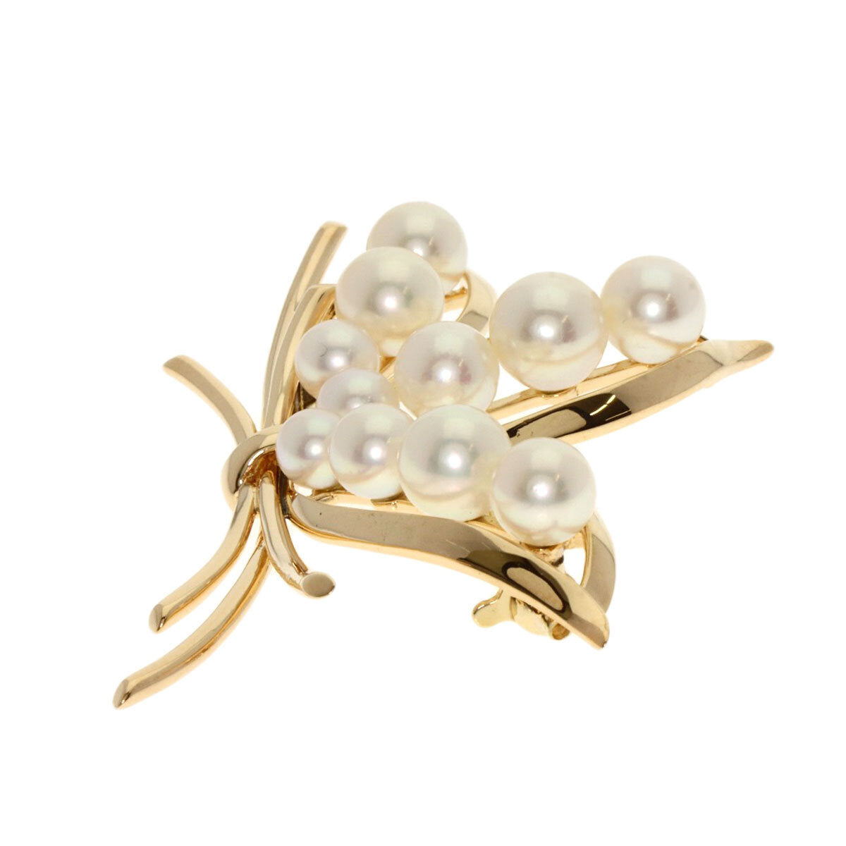 Mikimoto Pearl Pearl Brooch K14 Yellow Gold