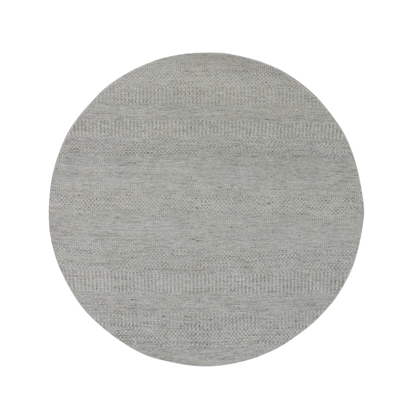 Rug 5'x5' Perfect Gray Undyed Wool Hand Knotted Grass Design Round